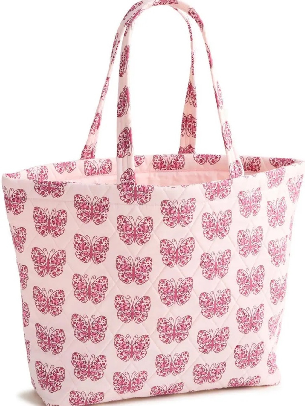 New Vera Bradley Butterfly Blooms Crystal Pink East West Tote Bag